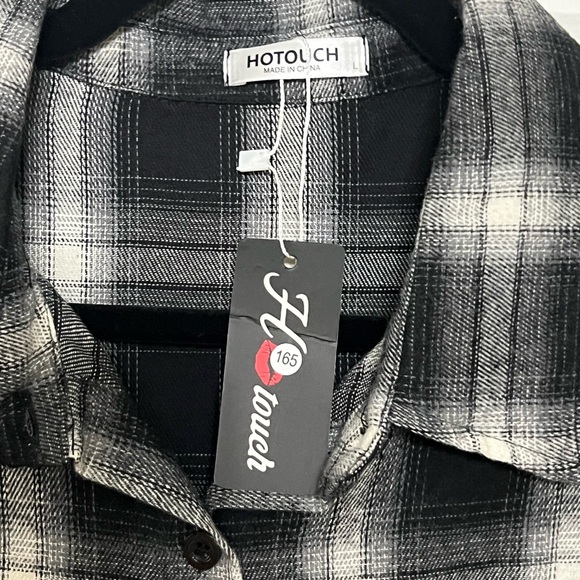 Hotouch Tops - HOTOUCH Women's Black and White Plaid Button Down Shirt